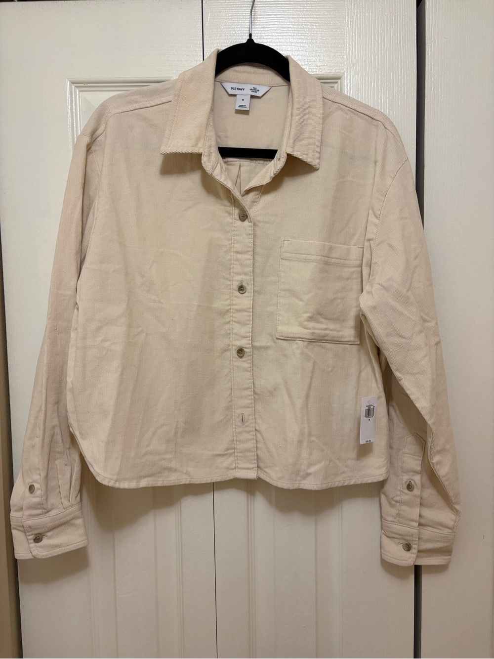Old Navy Crop Corduroy Cream Button-Front